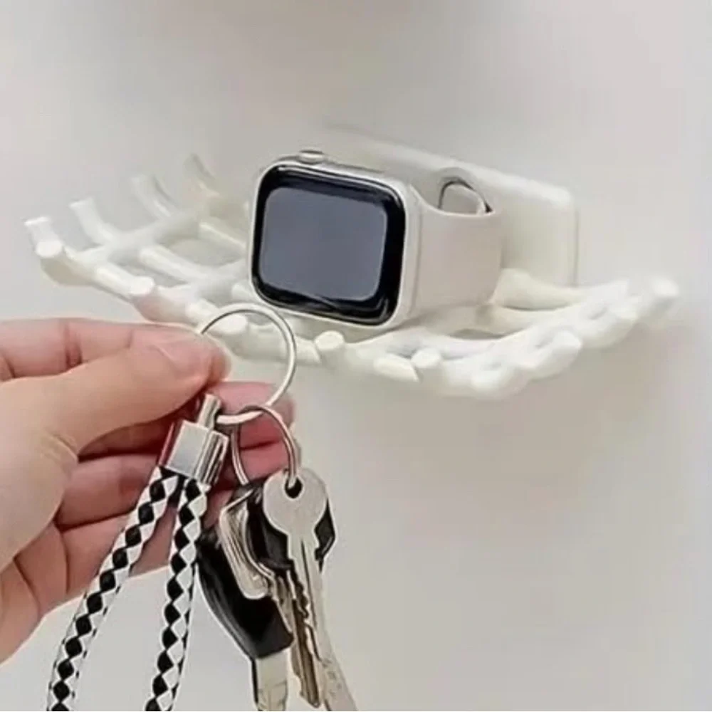 💞 New White No-Drill Adhesive Wall-Mounted Organizer Rack